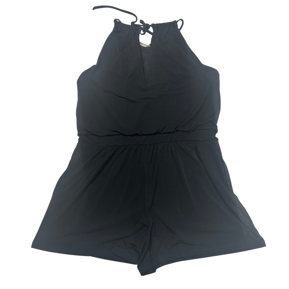 White House Black Market Romper W 14 Black Sleeveless Halter - Picture 6 of 7
